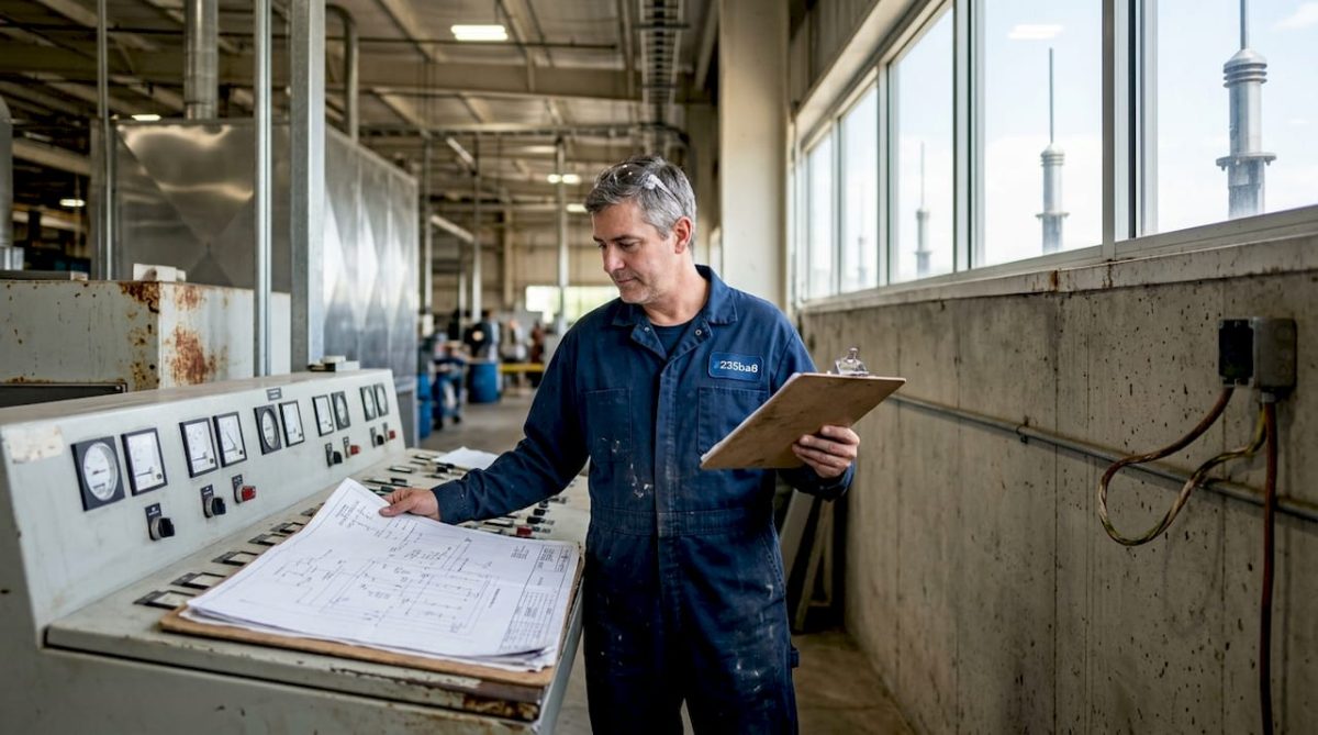 Engineer reviews lightning protection schematic