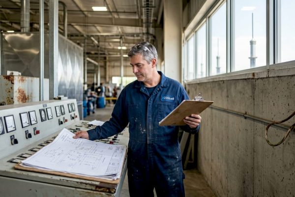 Engineer reviews lightning protection schematic