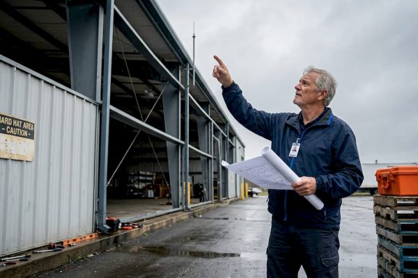 Contractor surveys lightning protection on industrial site