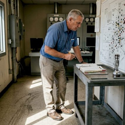 Facility manager reviews site risk map