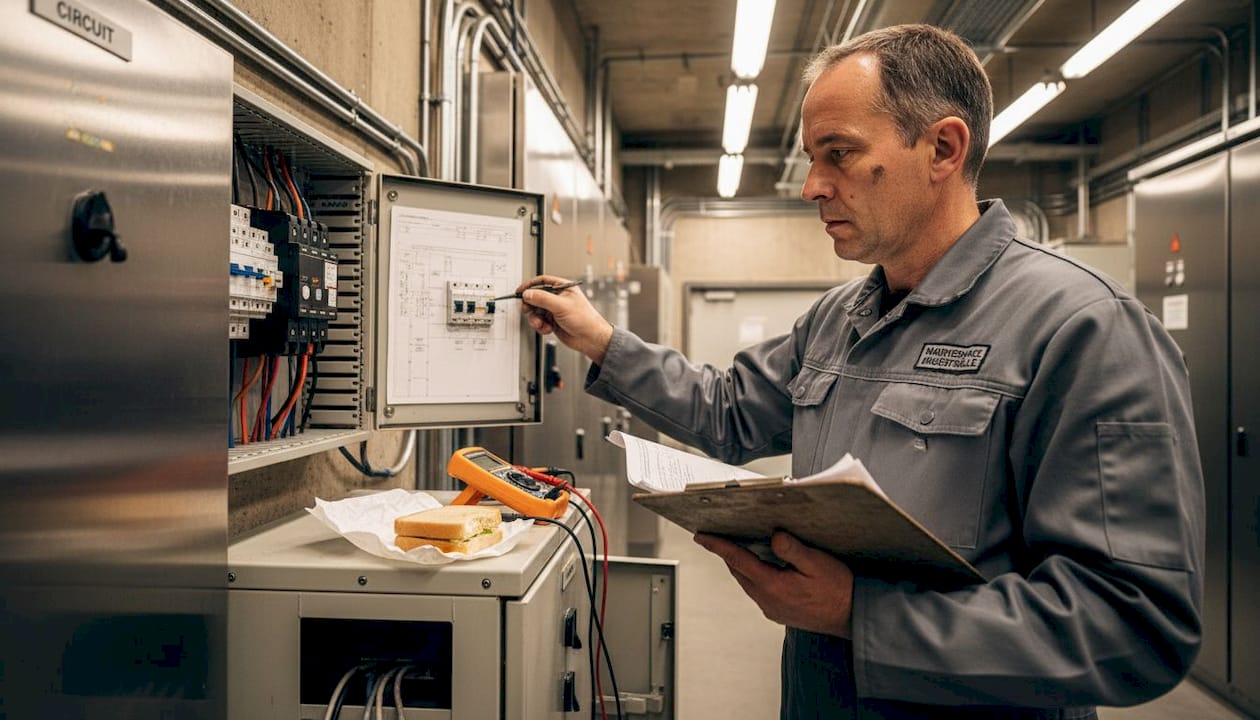 Un ingénieur procède à la vérification d’un tableau électrique industriel.