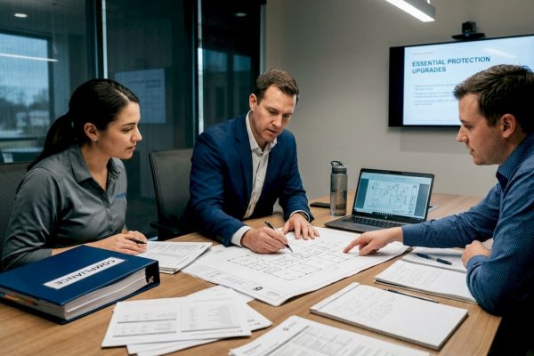 Facility team reviewing protection system upgrades