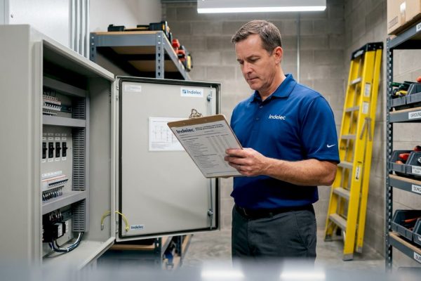 Facilities manager reviews lightning protection checklist