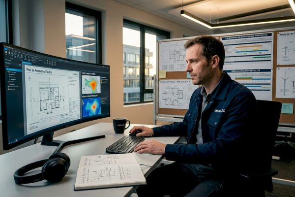 Un ingénieur passe en revue les schémas de protection contre la foudre pour s’assurer de leur conformité et de leur efficacité.