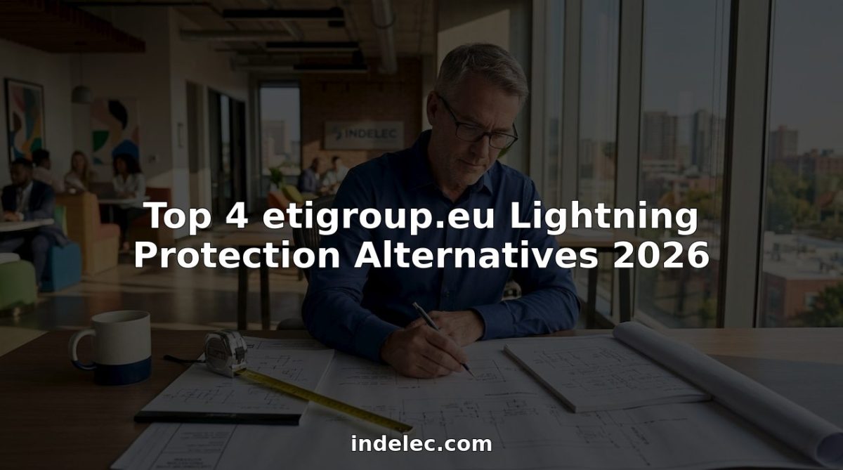 Engineer reviewing lightning protection blueprints