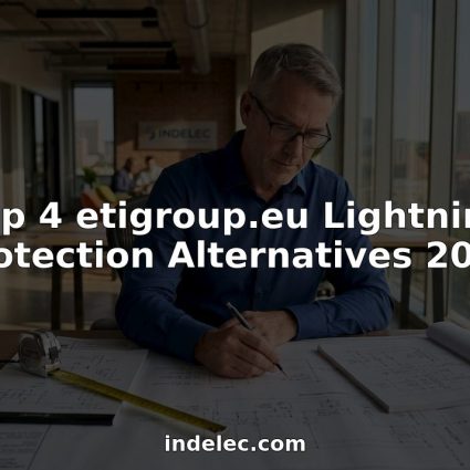 Engineer reviewing lightning protection blueprints