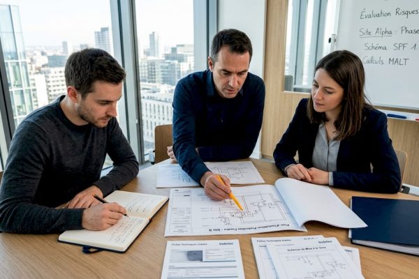 Des ingénieurs étudient différentes options de fournisseurs d’électricité afin de choisir la solution la plus adaptée à leurs besoins.