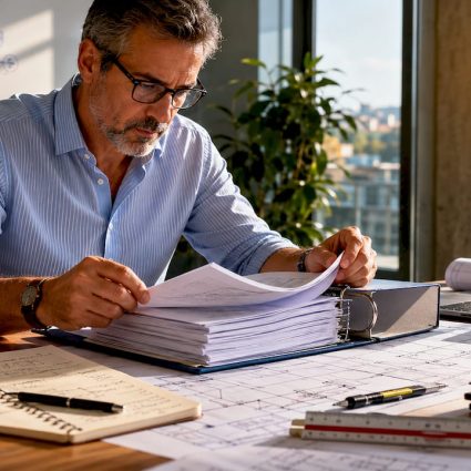 Un ingénieur en train d’analyser les documents relatifs à la norme NF C 17-102.