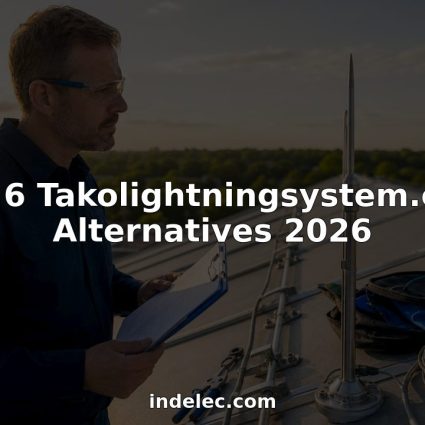 Engineer inspecting lightning protection system on rooftop