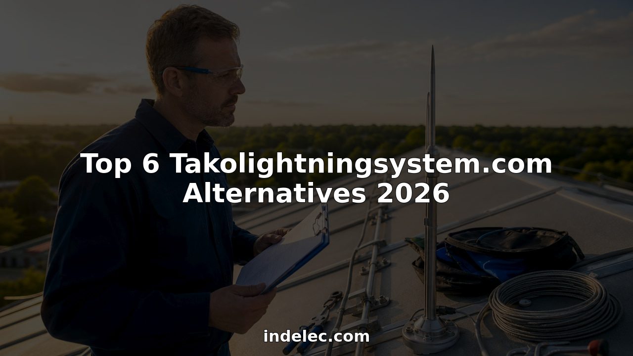 Engineer inspecting lightning protection system on rooftop