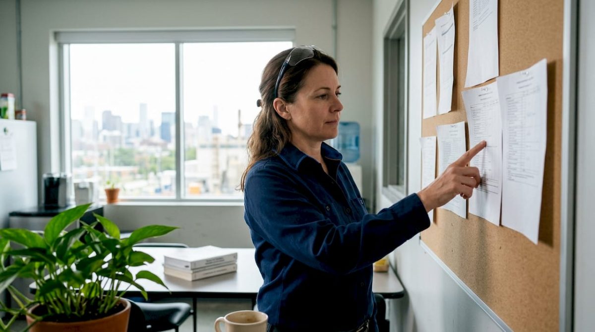 Engineer reviewing protection system verification test sheets