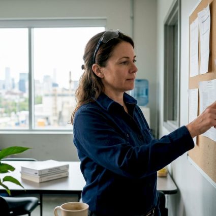 Engineer reviewing protection system verification test sheets