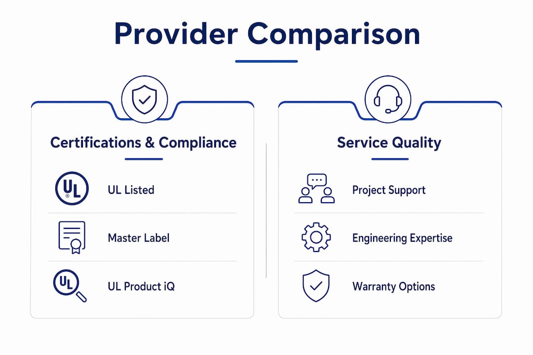Infographic comparing certification and service quality of lightning providers