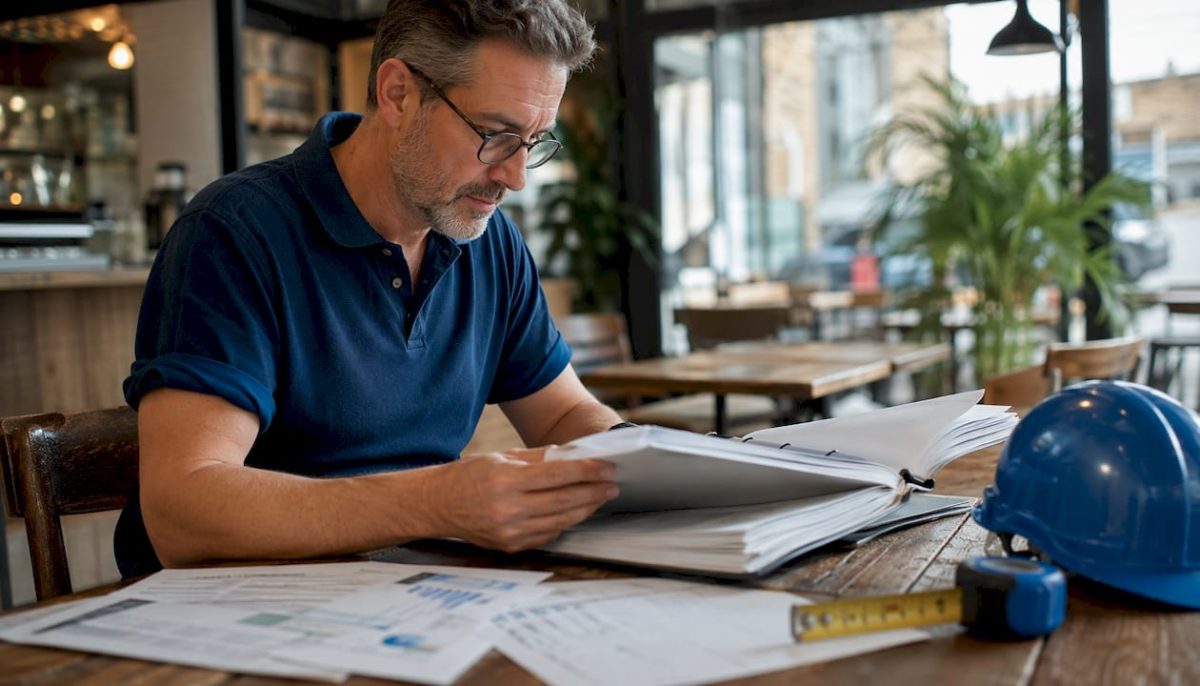 Facility manager reviewing certification documents