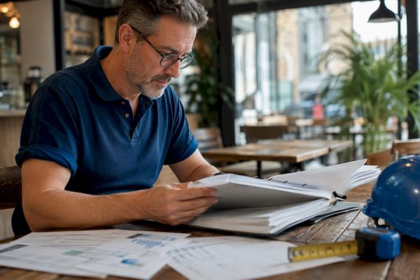 Facility manager reviewing certification documents