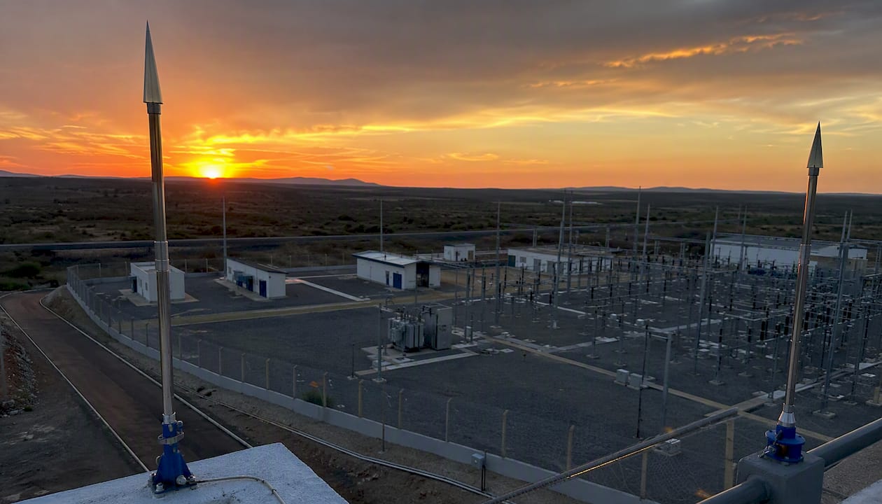 Industrial substation with lightning protection system
