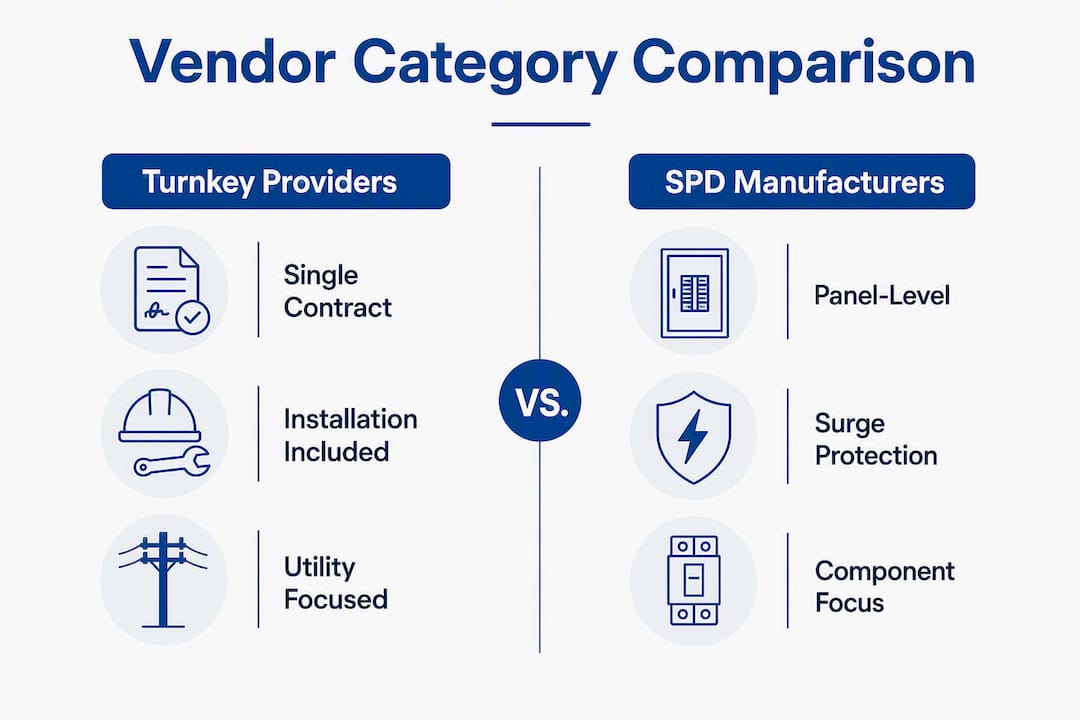 Infographic comparing vendor categories