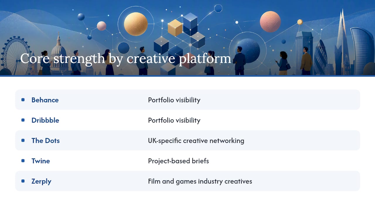 Comparison diagram of UK creative professional platforms