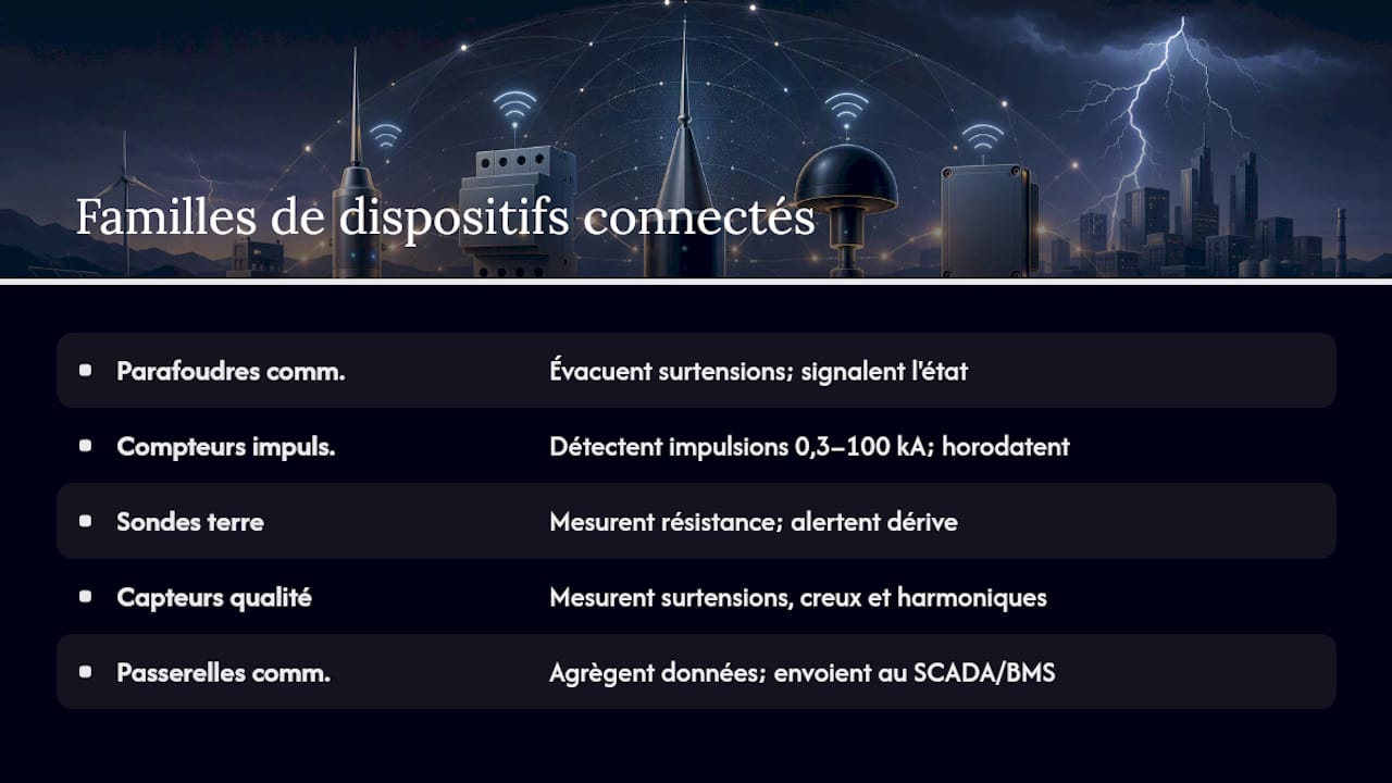 Schéma illustrant l’interconnexion des cinq grandes familles de dispositifs de protection contre la foudre