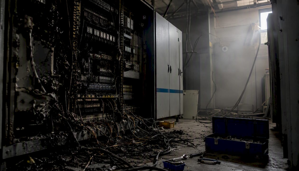 Electrical control panel damage from lightning surge