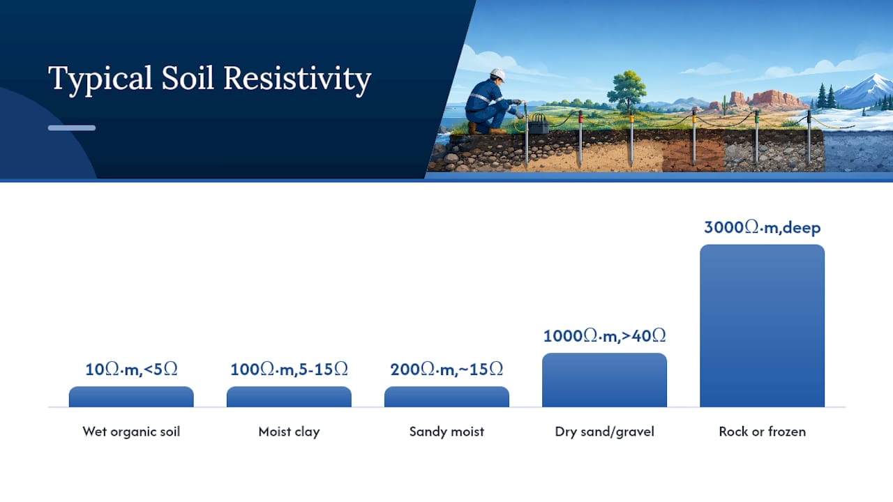 Comparison of soil types resistivity and earthing resistance