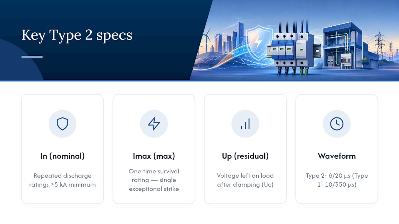 Diagram comparing Type 2 surge protector specs