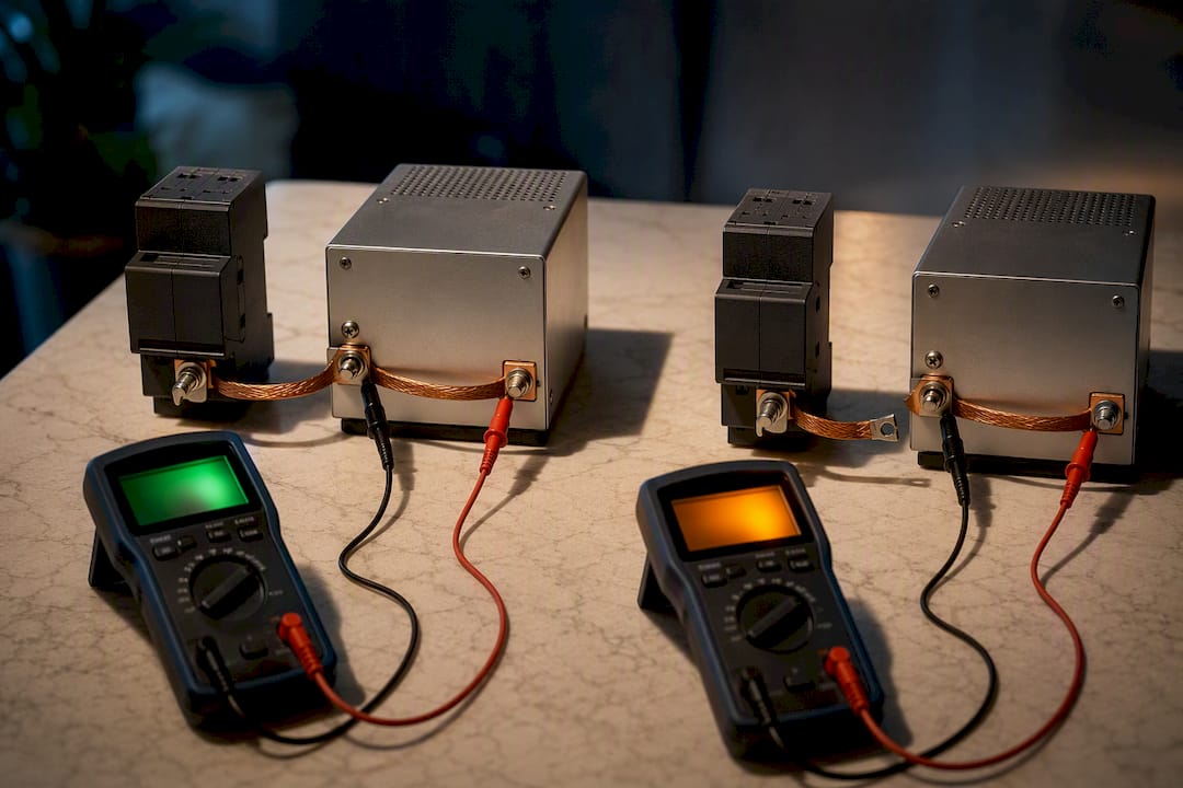 Ohmmeter testing SPD earth continuity