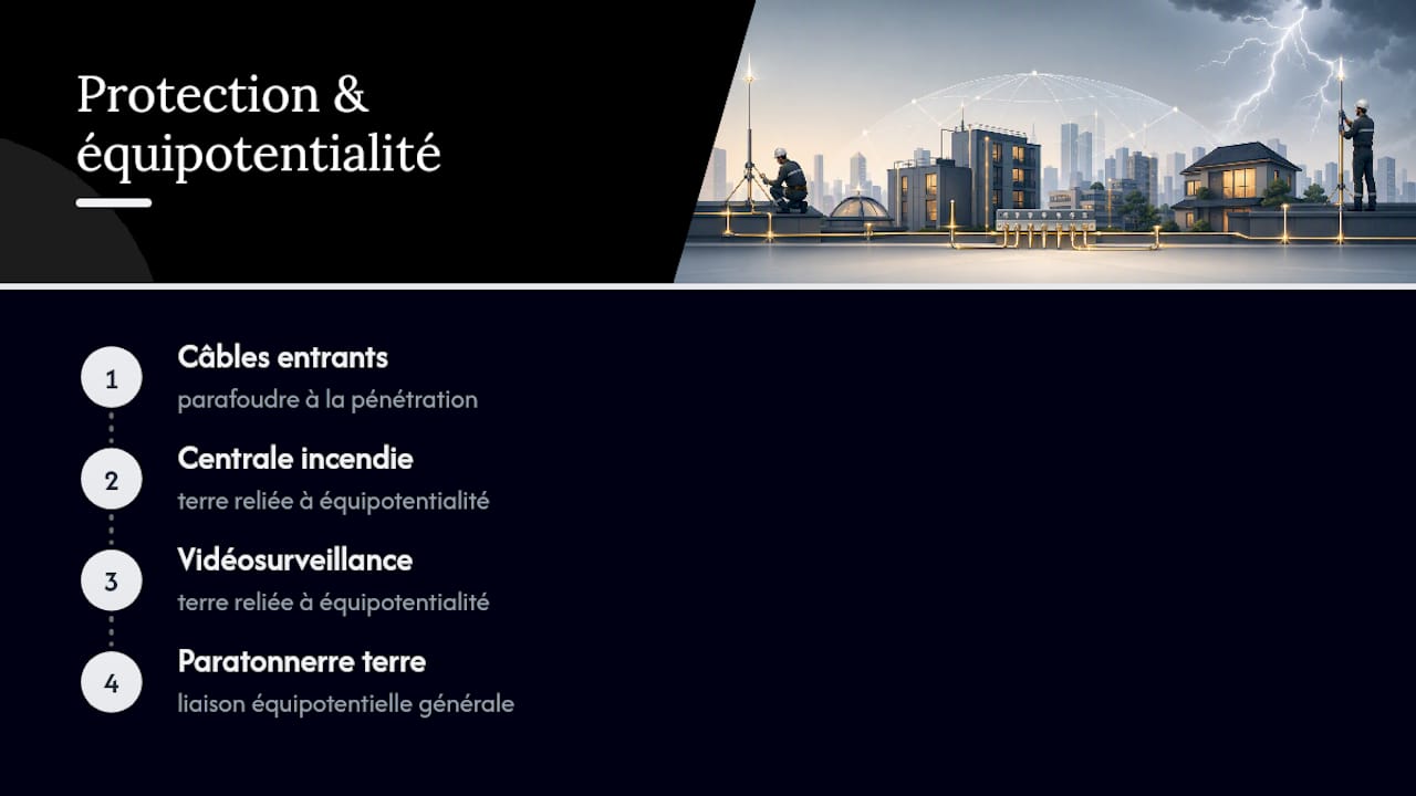 Schéma de coordination entre la terre, les parafoudres et la sécurité