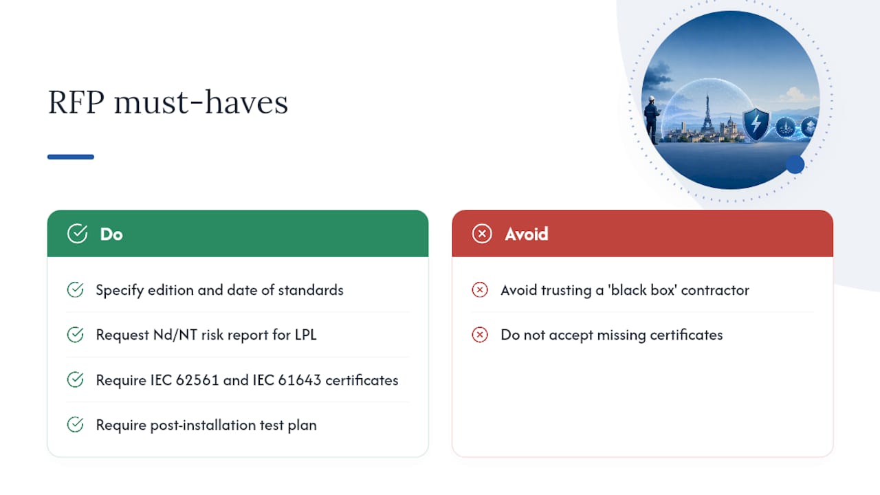 Four NF EN 62305 RFP requirements