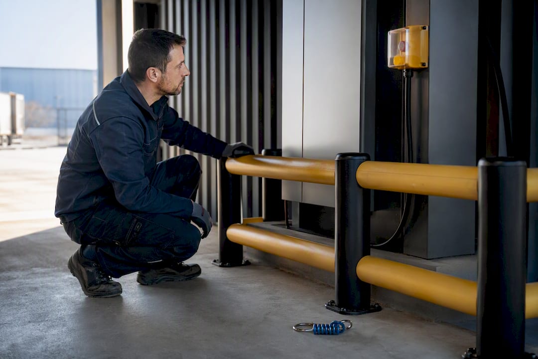 Safety barriers around industrial charging equipment