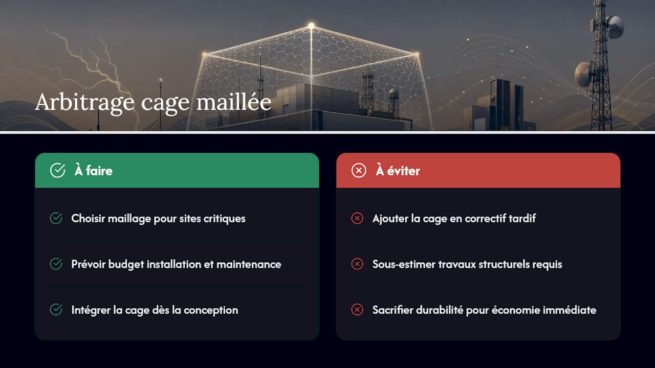 Avantages et contraintes d'une cage maillée : ce qu'il faut arbitrer — overview diagram