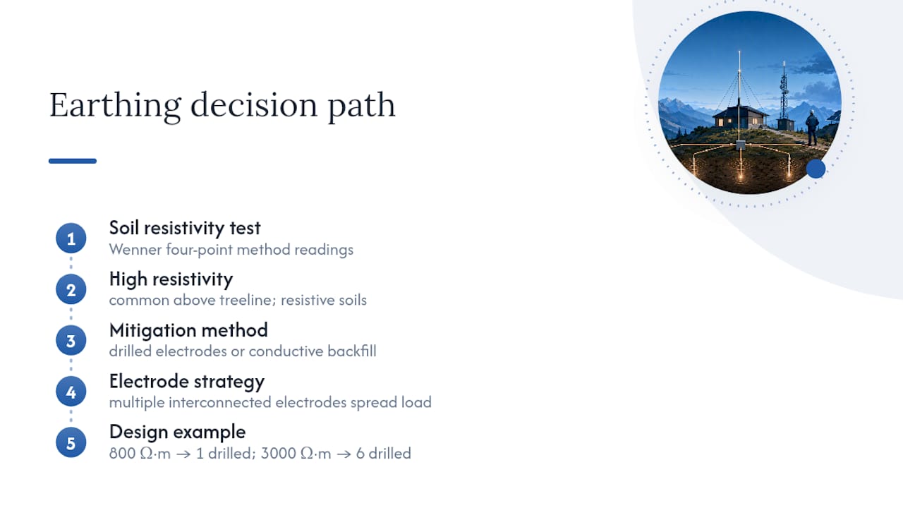 Mountain earthing design decision process