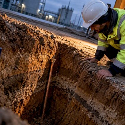 Électrode verticale dans une coupe de terrain