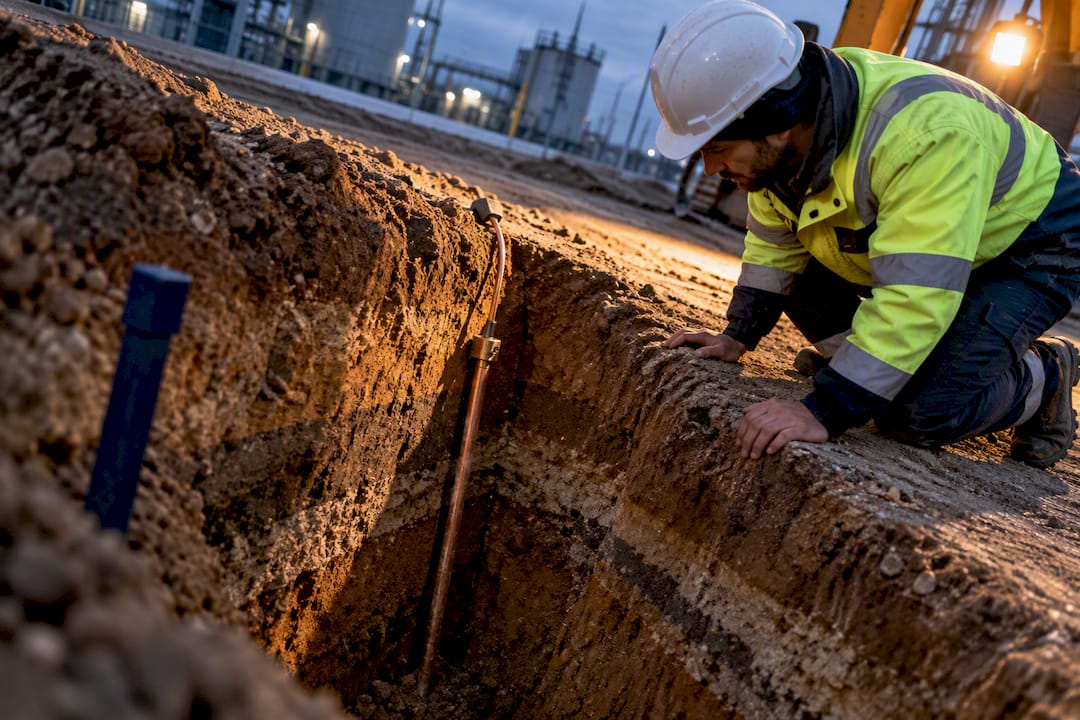 Électrode verticale dans une coupe de terrain