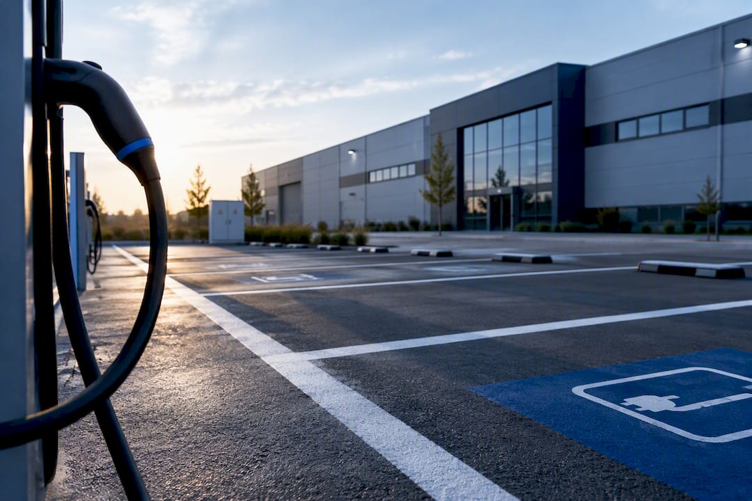 Parking d’entreprise avec bornes de recharge électrique