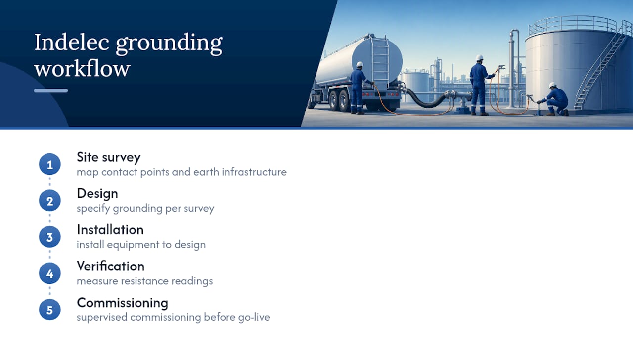 Indelec's Approach to Tank Grounding at Scale — overview diagram