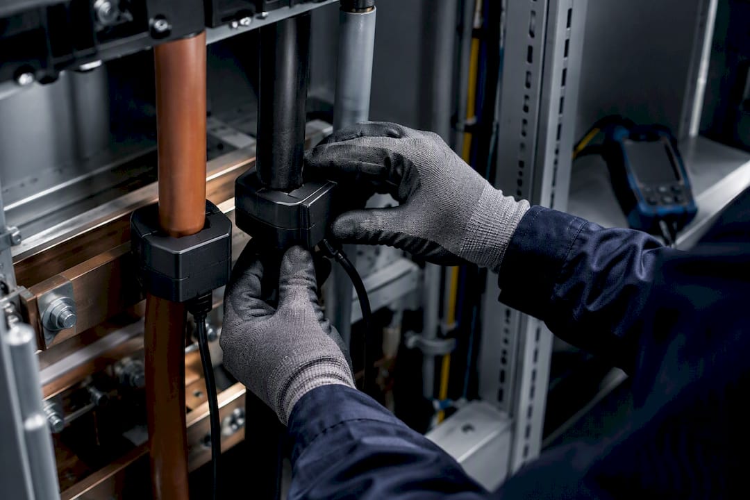 CT clamps measuring current inside panel