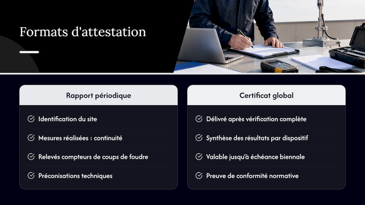 Exemples types d'attestation de conformité pour paratonnerres — overview diagram