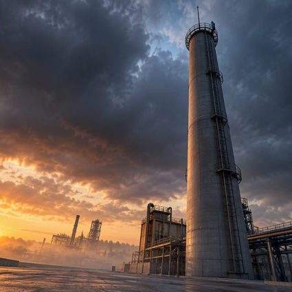 Cheminée industrielle protégée contre la foudre