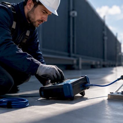 Assessor performing lightning protection verification