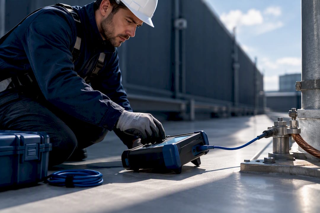 Assessor performing lightning protection verification
