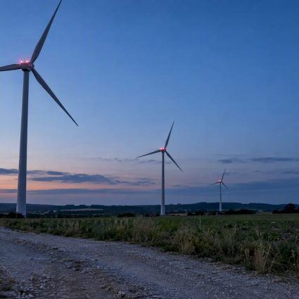 Éoliennes pourvues de feux de balisage aéronautique