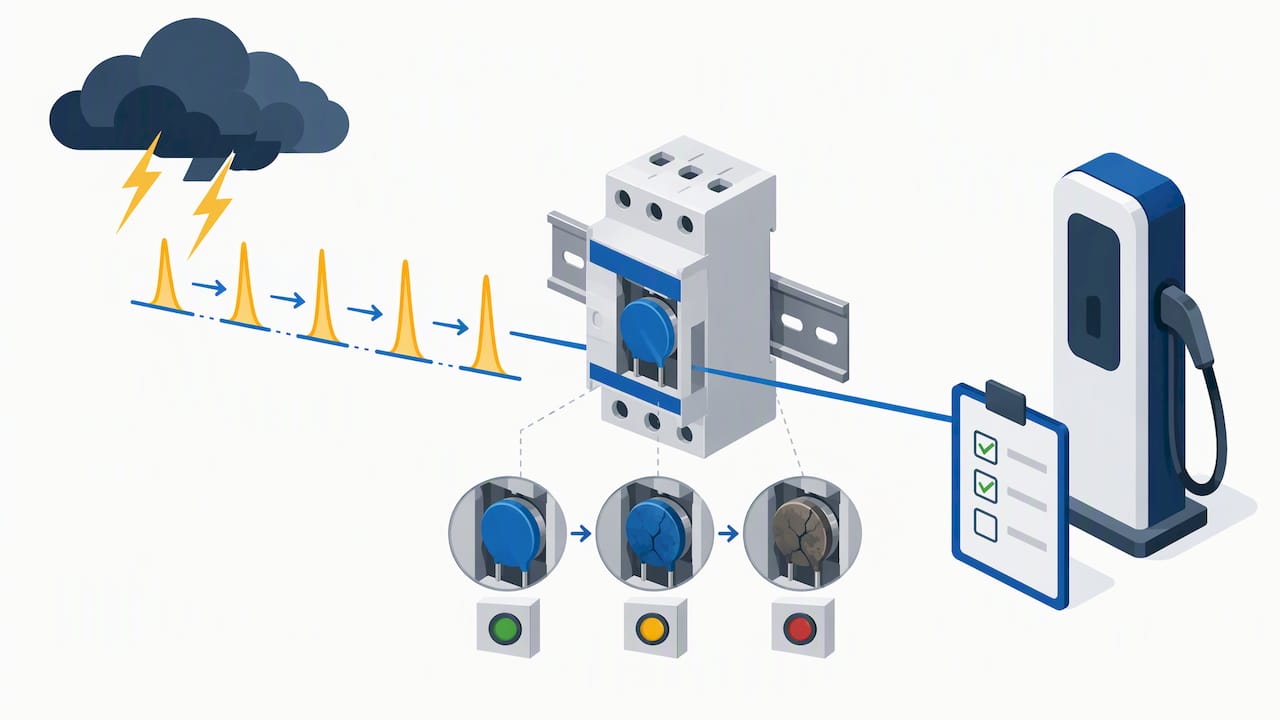 Surge protective device degradation and inspection cycle