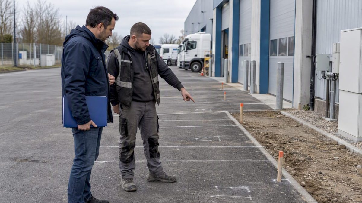Depot team surveying a proposed charging site