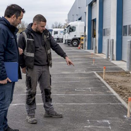 Depot team surveying a proposed charging site