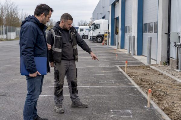 Depot team surveying a proposed charging site