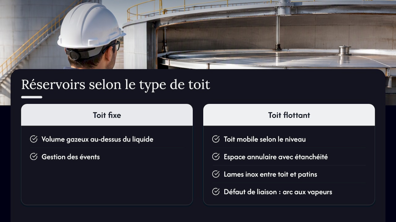 Comparaison des toits fixes et flottants de réservoirs