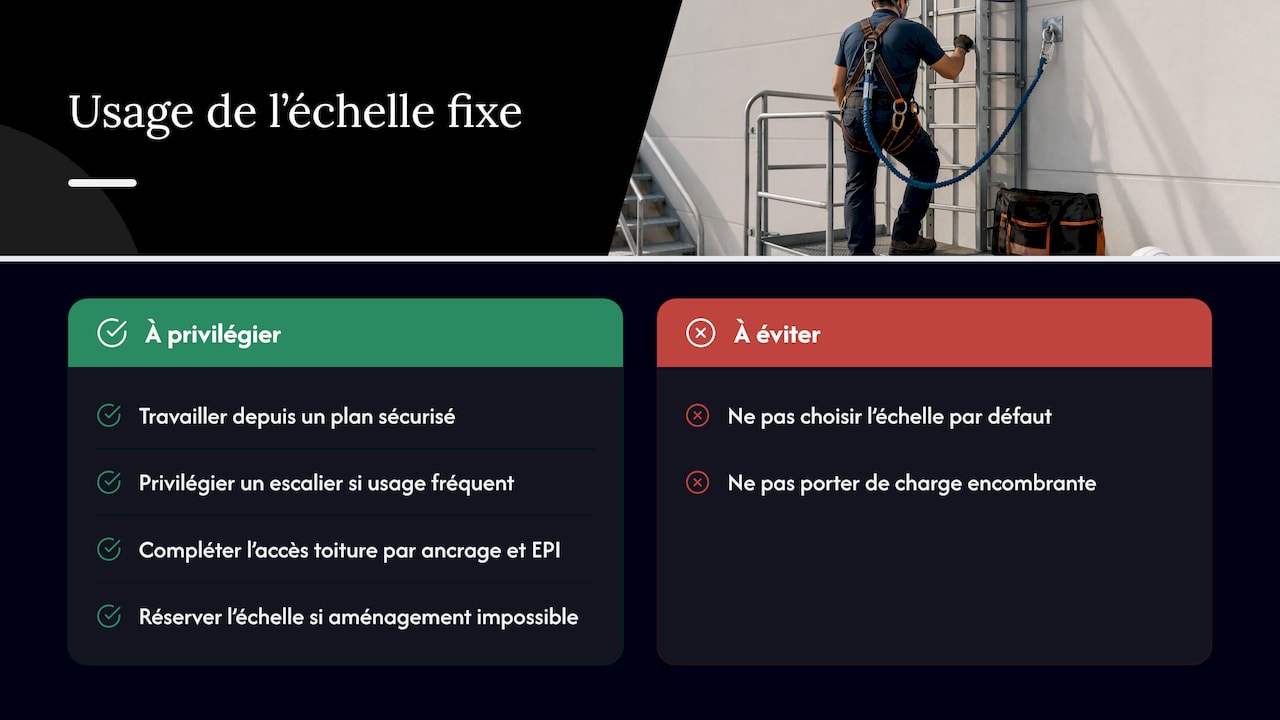 Échelle fixe : un moyen d'accès, pas un poste de travail — overview diagram