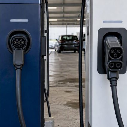 Stations de recharge Type 2 et CCS côte à côte