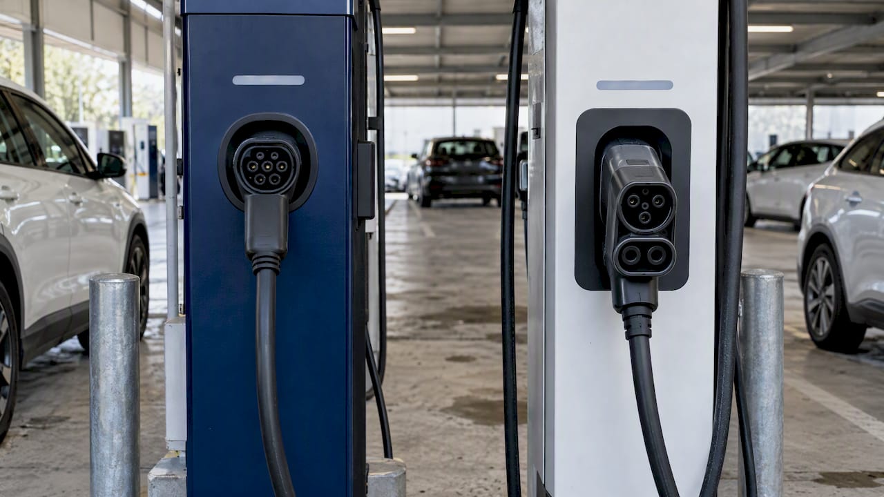 Stations de recharge Type 2 et CCS côte à côte